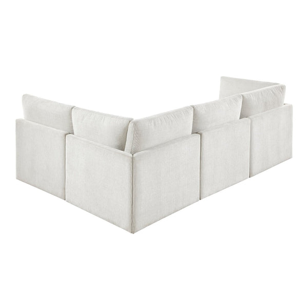 English Elm Modern Four Piece Modular Sectional with Chenille Upholstery and Walnut Rubberwood Legs B011S02633