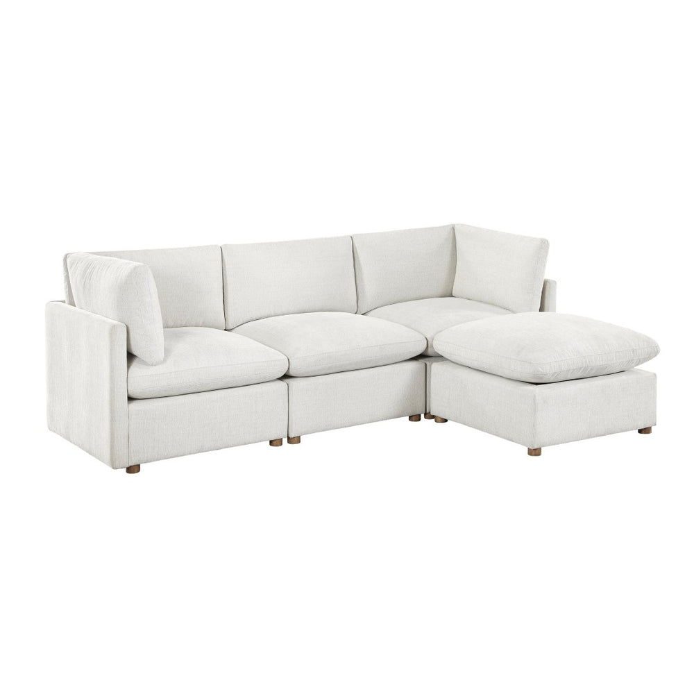 English Elm Modern Chenille 4 Piece Sectional with Ottoman Pocket Coil Cushions Living Room B011S02634