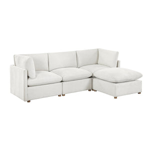 English Elm Modern Chenille 4 Piece Sectional with Ottoman Pocket Coil Cushions Living Room B011S02634