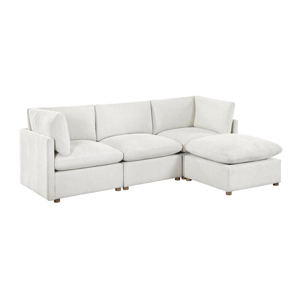 English Elm Modern Chenille 4 Piece Sectional with Ottoman Pocket Coil Cushions Living Room B011S02634