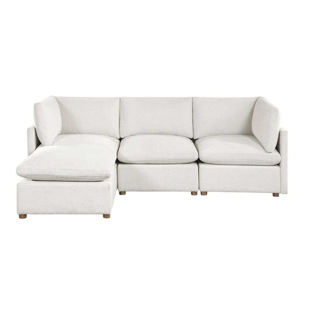 English Elm Modern Chenille 4 Piece Sectional with Ottoman Pocket Coil Cushions Living Room B011S02634