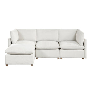 English Elm Modern Chenille 4 Piece Sectional with Ottoman Pocket Coil Cushions Living Room B011S02634