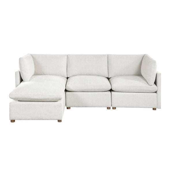 English Elm Modern Chenille 4 Piece Sectional with Ottoman Pocket Coil Cushions Living Room B011S02634