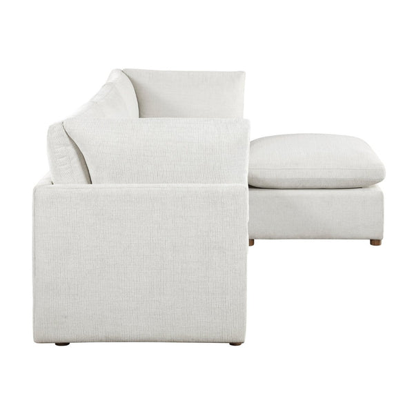 English Elm Modern Chenille 4 Piece Sectional with Ottoman Pocket Coil Cushions Living Room B011S02634
