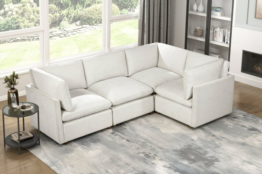 English Elm Modern Chenille Modular Sectional with Pocket Coil Cushions and Walnut Legs for Living Rooms B011S02635