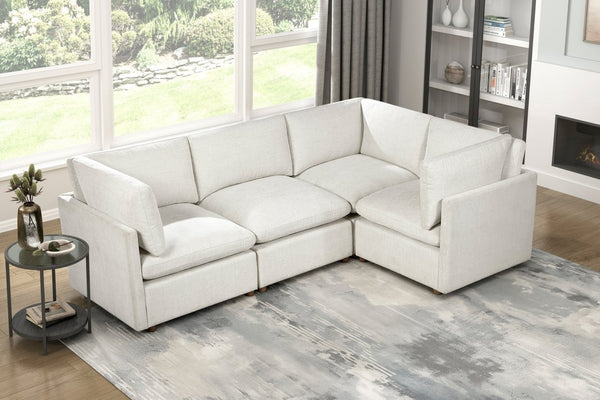 English Elm Modern Chenille Modular Sectional with Pocket Coil Cushions and Walnut Legs for Living Rooms B011S02635
