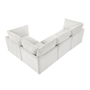 English Elm Modern Chenille Modular Sectional with Pocket Coil Cushions and Walnut Legs for Living Rooms B011S02635