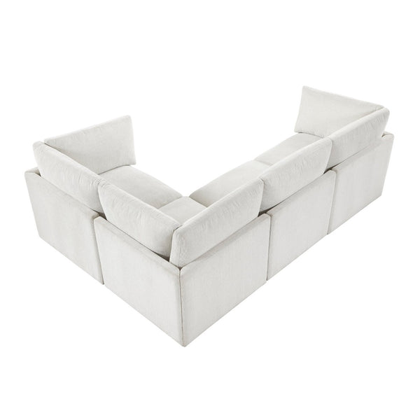 English Elm Modern Chenille Modular Sectional with Pocket Coil Cushions and Walnut Legs for Living Rooms B011S02635