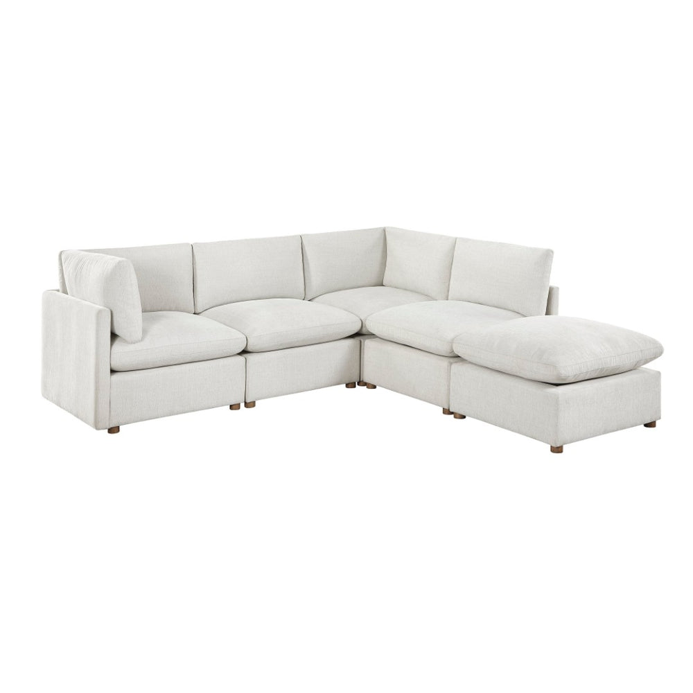English Elm Modern Modular Chenille Sectional Sofa with Ottoman Walnut Legs Cozy Living Room B011S02636