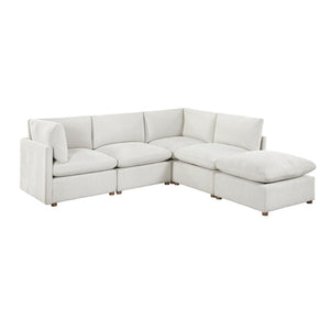English Elm Modern Modular Chenille Sectional Sofa with Ottoman Walnut Legs Cozy Living Room B011S02636