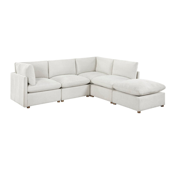 English Elm Modern Modular Chenille Sectional Sofa with Ottoman Walnut Legs Cozy Living Room B011S02636