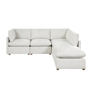 English Elm Modern Modular Chenille Sectional Sofa with Ottoman Walnut Legs Cozy Living Room B011S02636