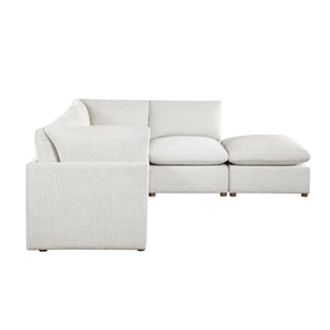 English Elm Modern Modular Chenille Sectional Sofa with Ottoman Walnut Legs Cozy Living Room B011S02636