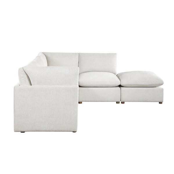English Elm Modern Modular Chenille Sectional Sofa with Ottoman Walnut Legs Cozy Living Room B011S02636