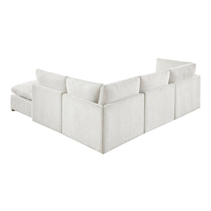 English Elm Modern Modular Chenille Sectional Sofa with Ottoman Walnut Legs Cozy Living Room B011S02636