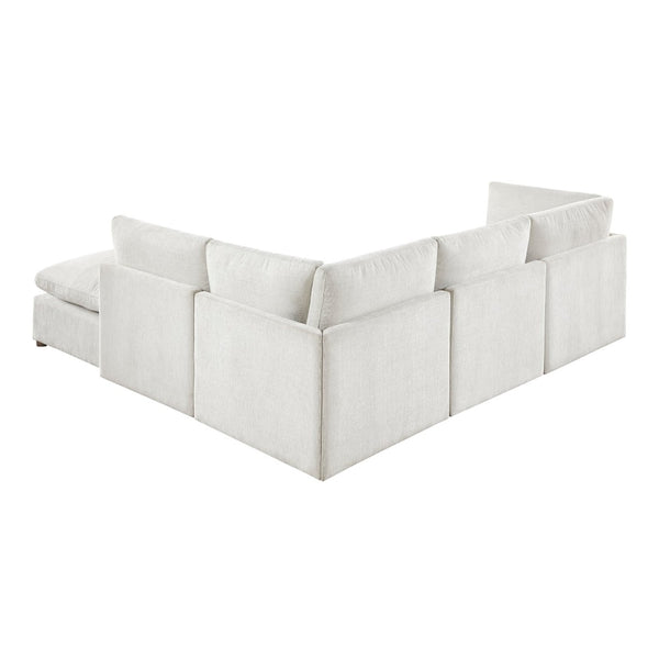 English Elm Modern Modular Chenille Sectional Sofa with Ottoman Walnut Legs Cozy Living Room B011S02636