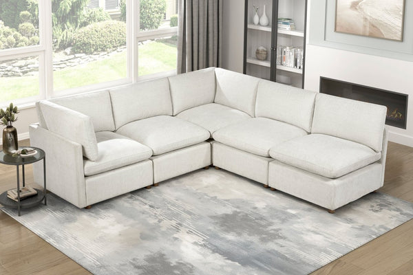 English Elm Modern Five Piece Modular Sectional Chenille Upholstered Sofa with Pocket Coil Comfort B011S02637