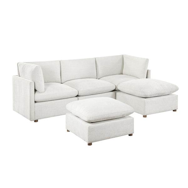 English Elm Modern Chenille 5 Piece Modular Sectional with Ottomans Pocket Coil Living Room Sofa B011S02638