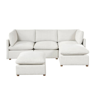 English Elm Modern Chenille 5 Piece Modular Sectional with Ottomans Pocket Coil Living Room Sofa B011S02638