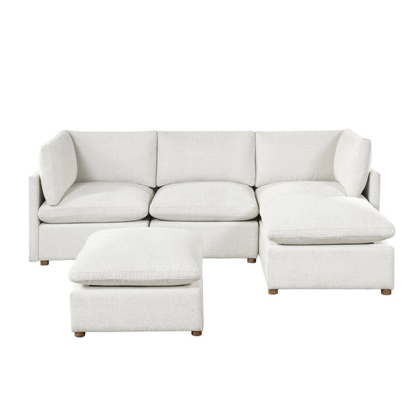 English Elm Modern Chenille 5 Piece Modular Sectional with Ottomans Pocket Coil Living Room Sofa B011S02638