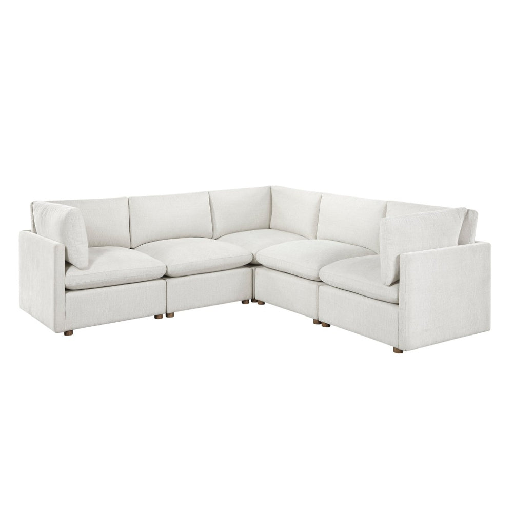 English Elm Modern Five Piece Chenille Sectional with Rubberwood Legs for Spacious Living Rooms B011S02639