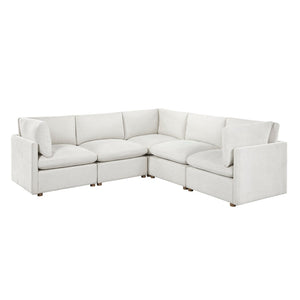 English Elm Modern Five Piece Chenille Sectional with Rubberwood Legs for Spacious Living Rooms B011S02639