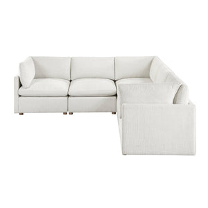 English Elm Modern Five Piece Chenille Sectional with Rubberwood Legs for Spacious Living Rooms B011S02639