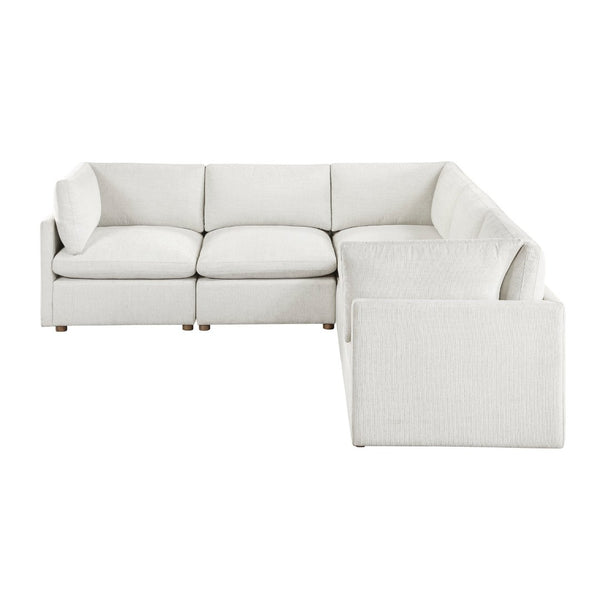 English Elm Modern Five Piece Chenille Sectional with Rubberwood Legs for Spacious Living Rooms B011S02639