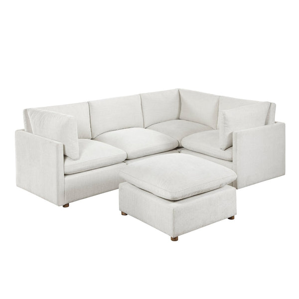 English Elm Modern Chenille 5 Piece Modular Sectional with Ottoman Pocket Coil Lounge Seating B011S02640