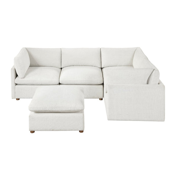 English Elm Modern Chenille 5 Piece Modular Sectional with Ottoman Pocket Coil Lounge Seating B011S02640