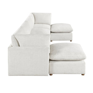 English Elm Modern Chenille Pit Sectional Six Piece Modular Set with Ottomans for Large Living Rooms B011S02641