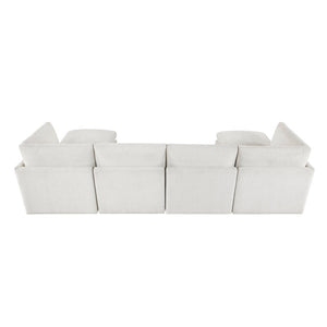 English Elm Modern Chenille Pit Sectional Six Piece Modular Set with Ottomans for Large Living Rooms B011S02641