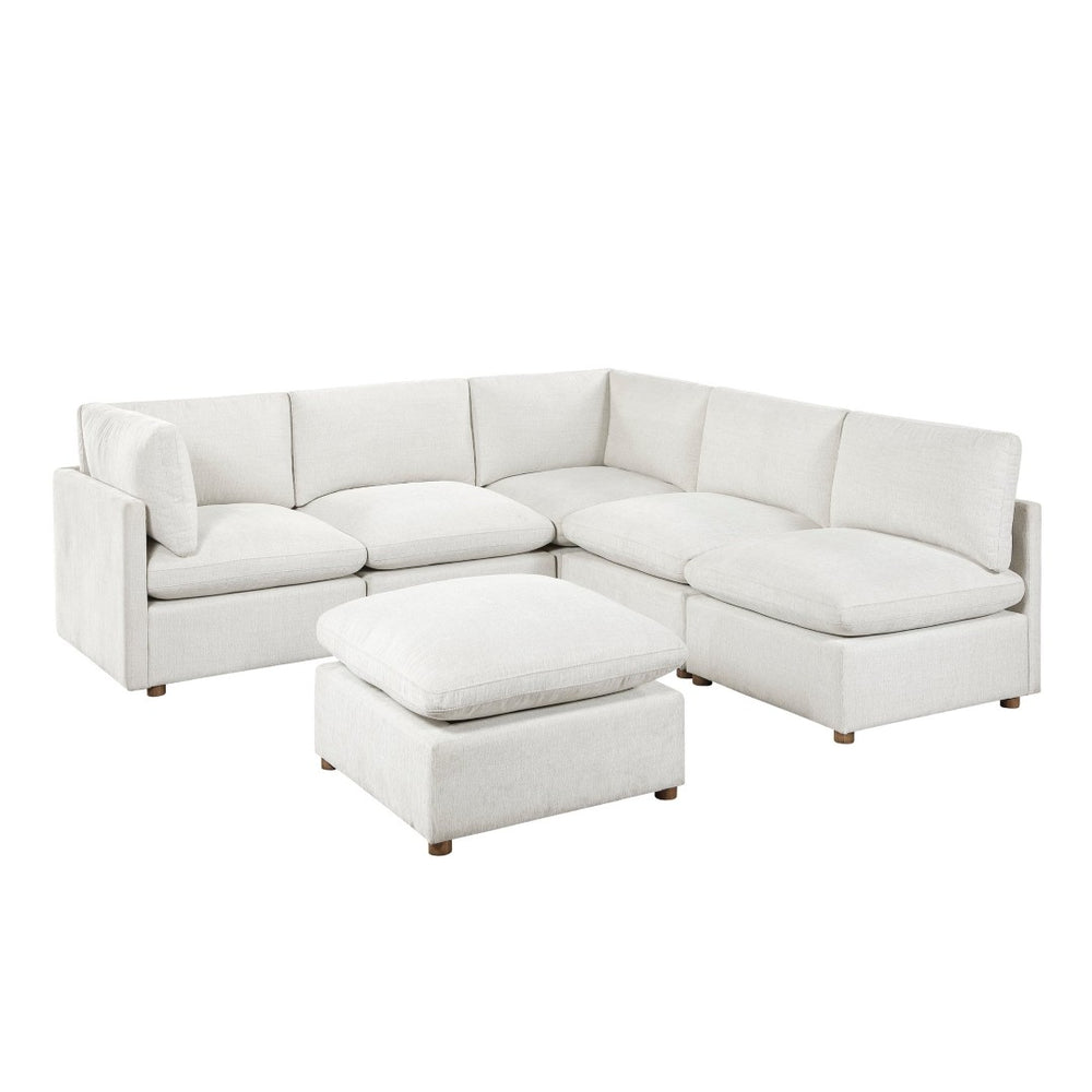 English Elm Luxury Six Piece Chenille Modular Sectional Sofa Set with Ottoman for Spacious Living Rooms B011S02642