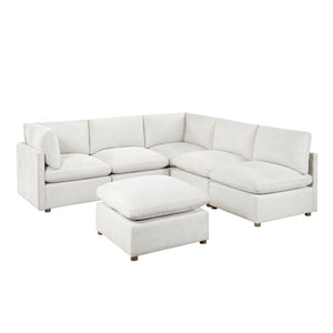 English Elm Luxury Six Piece Chenille Modular Sectional Sofa Set with Ottoman for Spacious Living Rooms B011S02642