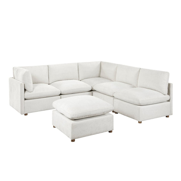English Elm Luxury Six Piece Chenille Modular Sectional Sofa Set with Ottoman for Spacious Living Rooms B011S02642