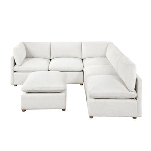 English Elm Luxury Six Piece Chenille Modular Sectional Sofa Set with Ottoman for Spacious Living Rooms B011S02642