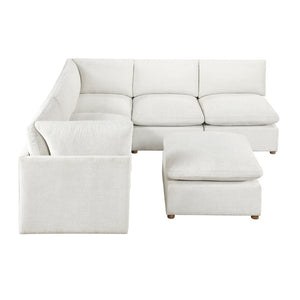 English Elm Luxury Six Piece Chenille Modular Sectional Sofa Set with Ottoman for Spacious Living Rooms B011S02642
