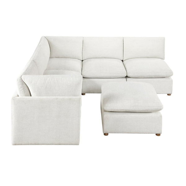 English Elm Luxury Six Piece Chenille Modular Sectional Sofa Set with Ottoman for Spacious Living Rooms B011S02642
