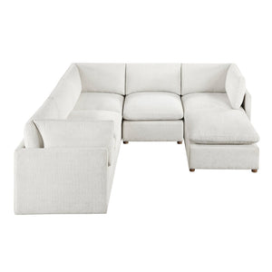 English Elm Luxury Beige Chenille 6 Piece Modular Sectional with Ottoman and Pocket Coil Support B011S02643