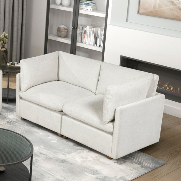 English Elm Modern Chenille Sofa and Loveseat Set with Pocket Coil Support for Living Rooms B011S02645