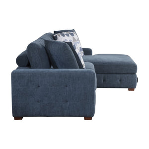 English Elm Blue Tufted Chenille Sectional Sleeper Sofa with Hidden Chaise Storage for Living Room Right Chaise B011S02650