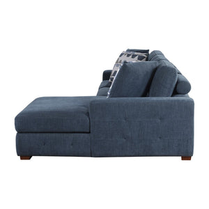 English Elm Blue Tufted Chenille Sectional Sleeper Sofa with Hidden Chaise Storage for Living Room Right Chaise B011S02650