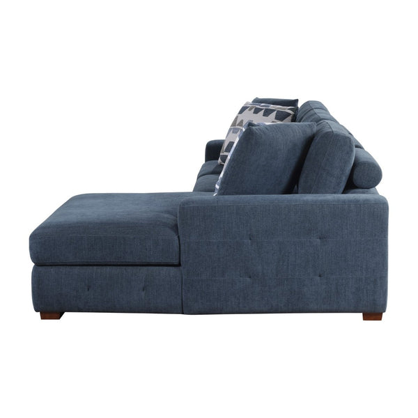 English Elm Blue Tufted Chenille Sectional Sleeper Sofa with Hidden Chaise Storage for Living Room Right Chaise B011S02650