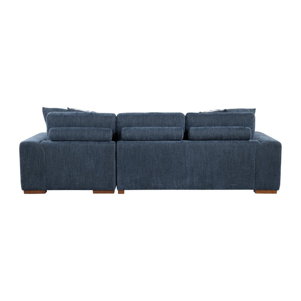 English Elm Blue Tufted Chenille Sectional Sleeper Sofa with Hidden Chaise Storage for Living Room Right Chaise B011S02650