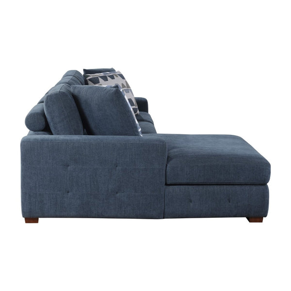 English Elm Blue Tufted Chenille Sectional Sleeper Sofa with Hidden Chaise Storage for Living Room Left Chaise B011S02651