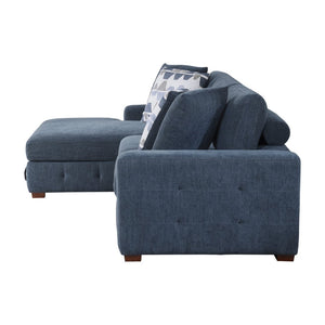English Elm Blue Tufted Chenille Sectional Sleeper Sofa with Hidden Chaise Storage for Living Room Left Chaise B011S02651