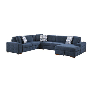 English Elm Modern Chenille Tufted Four Piece Sectional with Sleeper Pull Out Bed and Hidden Storage Right Chaise B011S02654