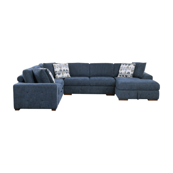English Elm Modern Chenille Tufted Four Piece Sectional with Sleeper Pull Out Bed and Hidden Storage Right Chaise B011S02654