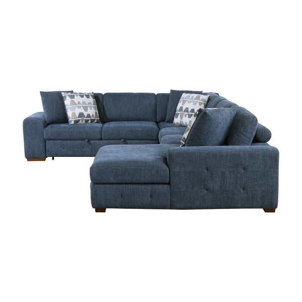 English Elm Modern Chenille Tufted Four Piece Sectional with Sleeper Pull Out Bed and Hidden Storage Right Chaise B011S02654