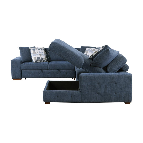 English Elm Modern Chenille Tufted Four Piece Sectional with Sleeper Pull Out Bed and Hidden Storage Right Chaise B011S02654
